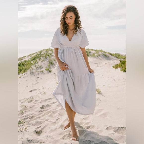 Cozy Earth Boardwalk Breeze Maxi Dress size XL in Glacier Blue Gray - Picture 1 of 10